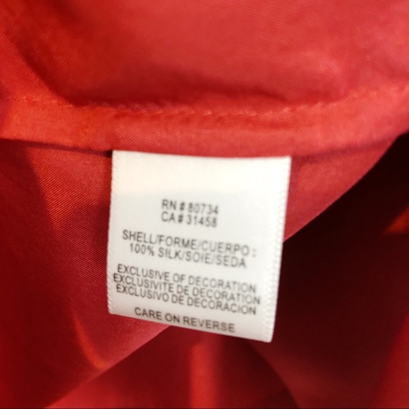 BCBG MaxAzria Coral Silk Embroidered Top Small - Picture 7 of 8